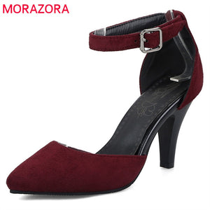 MORAZORA 2019 new arrive pointed toe pumps women shoes simple buckle summer shoes elegant party wedding shoes high heels shoes