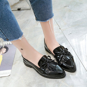 Dropshipping Gtime Flat Shoes Women Casual Tassel Bow Pointed Toe Oxford Shoes for Woman Flats Comfortable Slip on Shoes ZSTM43
