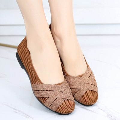 Marlisasa Women Fashion High Quality Light Weight Plus Size Flat Shoes Lady Casual Grey Comfortable Shoes Breathable Shoes F2038