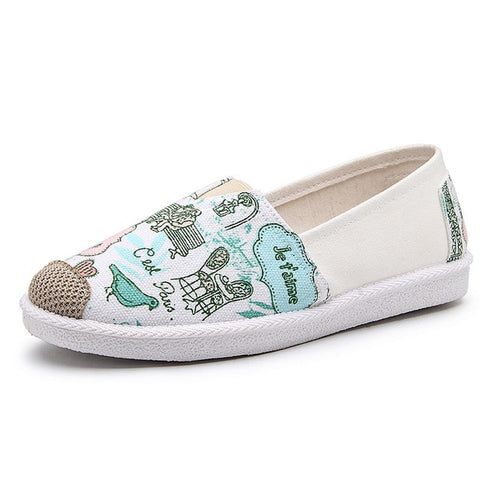 Autumn Women Loafers Shoes Espadrille Graffiti Comfort Flat Platform Creepers Shoes Slip On Shoes Women Footwear Ladies Shoes
