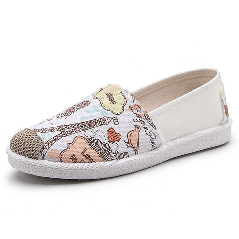 Autumn Women Loafers Shoes Espadrille Graffiti Comfort Flat Platform Creepers Shoes Slip On Shoes Women Footwear Ladies Shoes