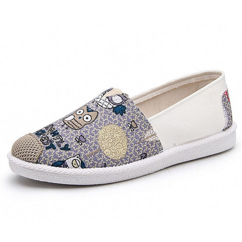 Autumn Women Loafers Shoes Espadrille Graffiti Comfort Flat Platform Creepers Shoes Slip On Shoes Women Footwear Ladies Shoes