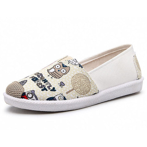 Autumn Women Loafers Shoes Espadrille Graffiti Comfort Flat Platform Creepers Shoes Slip On Shoes Women Footwear Ladies Shoes