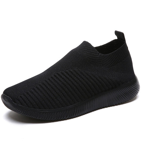 ZHENBAILI Plus Size Outdoor Breathable Mesh Knit Slip On Women Sock Shoes 2019 Summer Sneakers Flat Lightweight Walking Trainers