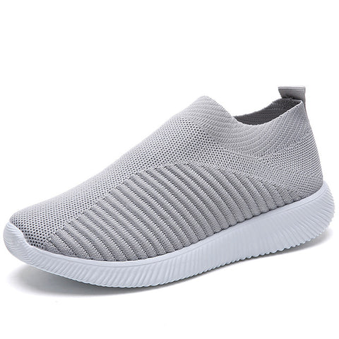 ZHENBAILI Plus Size Outdoor Breathable Mesh Knit Slip On Women Sock Shoes 2019 Summer Sneakers Flat Lightweight Walking Trainers