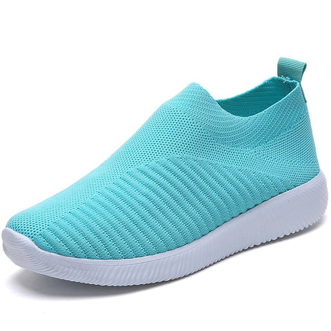 ZHENBAILI Plus Size Outdoor Breathable Mesh Knit Slip On Women Sock Shoes 2019 Summer Sneakers Flat Lightweight Walking Trainers