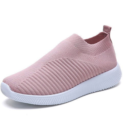 ZHENBAILI Plus Size Outdoor Breathable Mesh Knit Slip On Women Sock Shoes 2019 Summer Sneakers Flat Lightweight Walking Trainers