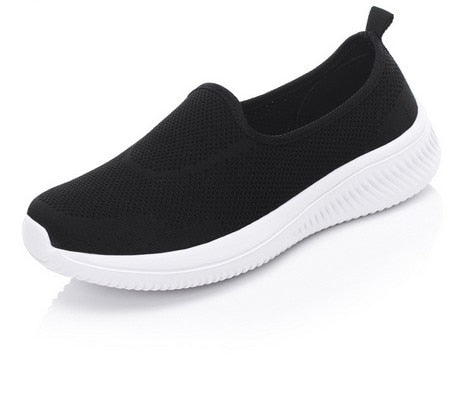 JIANBUDAN Women's sneakers Summer flat bottom breathable walking shoes Mesh casual Slip-on Lightweight shoes 35-40 size
