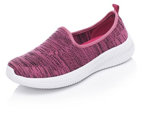 JIANBUDAN Women's sneakers Summer flat bottom breathable walking shoes Mesh casual Slip-on Lightweight shoes 35-40 size
