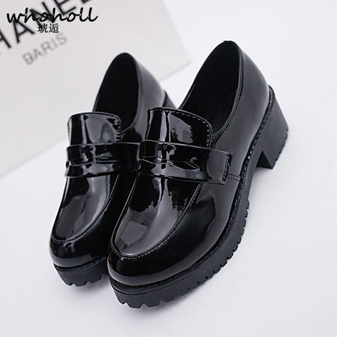 Women girl Uniform Shoes Uwabaki Japanese JK Round Toe Women Girls School Students Lolita Black Brown Cosplay Shoes Rubber Sole