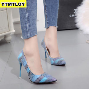 2019 Plus Size 34-42 Spell Color Women Pump  High Heels Single Shoes Female Summer Patent Leather Wedding Party Woman Gladiator