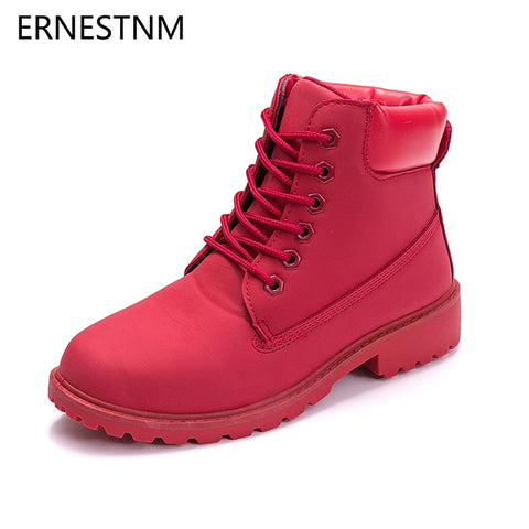 ERNESTNM 2019 Autumn Winter Shoes Women Plush Snow Boot Heel Fashion Keep Warm Women's Boots Woman Size 36-42 Ankle Botas Pink