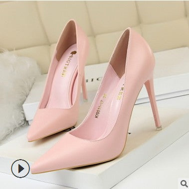 Patent Leather Thin Heels Office Women Shoes New Arrival Pumps Fashion High Heels Shoes Women's Pointed Toe Sexy Shoes Shallow