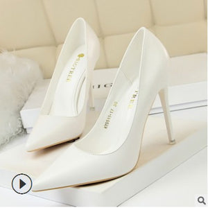 Patent Leather Thin Heels Office Women Shoes New Arrival Pumps Fashion High Heels Shoes Women's Pointed Toe Sexy Shoes Shallow