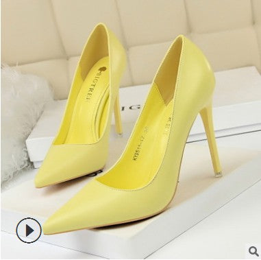 Patent Leather Thin Heels Office Women Shoes New Arrival Pumps Fashion High Heels Shoes Women's Pointed Toe Sexy Shoes Shallow