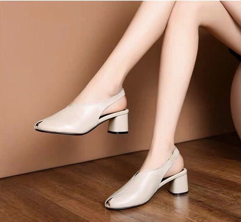 Newest Green Women's High Heels Shoes Explosive Coarse-heeled Female Pumps Low Top Lady's High Heels Shoes