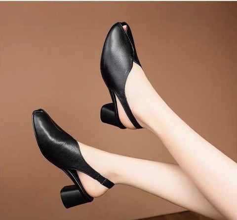 Newest Green Women's High Heels Shoes Explosive Coarse-heeled Female Pumps Low Top Lady's High Heels Shoes