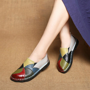 ECTIC 2018 Designer Women Genuine Leather moccasins ladies ballet flats Mixed Colors Slip On Loafers Casual platform Shoes DC-97