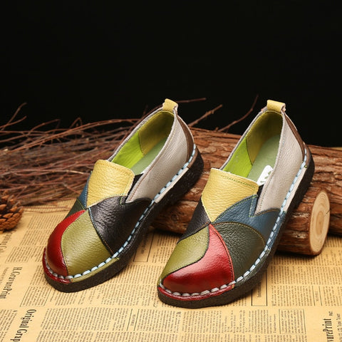 ECTIC 2018 Designer Women Genuine Leather moccasins ladies ballet flats Mixed Colors Slip On Loafers Casual platform Shoes DC-97