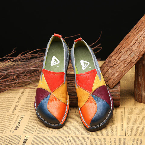 ECTIC 2018 Designer Women Genuine Leather moccasins ladies ballet flats Mixed Colors Slip On Loafers Casual platform Shoes DC-97