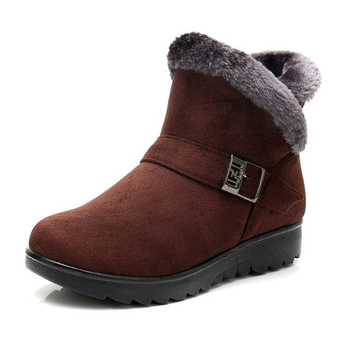 Women Snow Boots Warm Short Fur Plush Winter Ankle Boot Plus Size Platform Ladies Suede Zip Shoes Female Comfort Drop Shipping