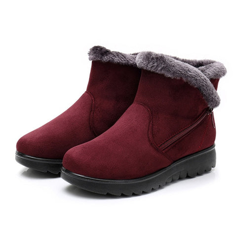 Women Snow Boots Warm Short Fur Plush Winter Ankle Boot Plus Size Platform Ladies Suede Zip Shoes Female Comfort Drop Shipping