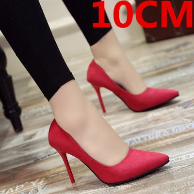 Fashion Women's Single Shoes 10cm Black Pointed Sexy High Heels Stiletto Shallow Mouth Professional Work Shoes Female Pumps