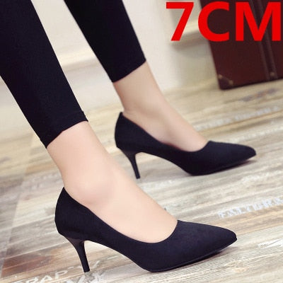 Fashion Women's Single Shoes 10cm Black Pointed Sexy High Heels Stiletto Shallow Mouth Professional Work Shoes Female Pumps