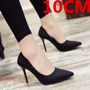 Fashion Women's Single Shoes 10cm Black Pointed Sexy High Heels Stiletto Shallow Mouth Professional Work Shoes Female Pumps