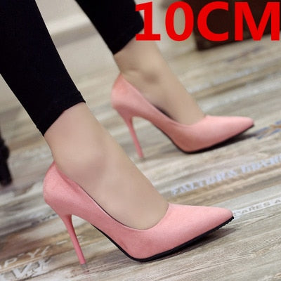 Fashion Women's Single Shoes 10cm Black Pointed Sexy High Heels Stiletto Shallow Mouth Professional Work Shoes Female Pumps