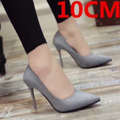 Fashion Women's Single Shoes 10cm Black Pointed Sexy High Heels Stiletto Shallow Mouth Professional Work Shoes Female Pumps