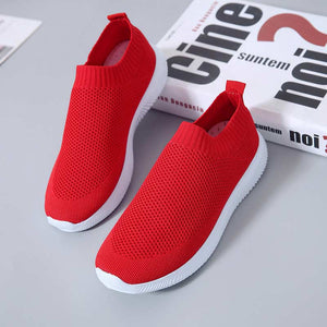 Solid flats shoes women sneakers 2019 new comfortable flat with women shoes sneakers flats slip-on breathable mesh shoes woman