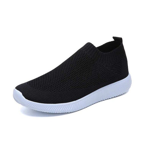 Solid flats shoes women sneakers 2019 new comfortable flat with women shoes sneakers flats slip-on breathable mesh shoes woman