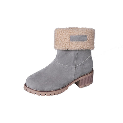 Cheap Sale 2019 Winter Women Fashion Ankle Boots Flock High Heel Short Booties For Ladies Big Size 43 Woman Botas Fur Warm Shoes