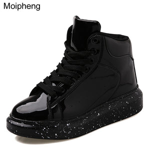 Moipheng Snow Boots Women 2019 Autumn Early Winter Thick Bottom High Upper Board Shoes Fashion Mirror Ankle Boots Lovers Shoes