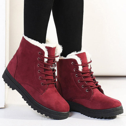 Brand Women Boots 2019 New Winter Women Ankle Boots Warm Flock Fur Snow Boots Women Shoes Women&#39;s Winter Boots Plus Size 43