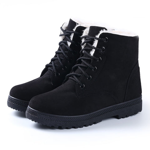 Brand Women Boots 2019 New Winter Women Ankle Boots Warm Flock Fur Snow Boots Women Shoes Women&#39;s Winter Boots Plus Size 43