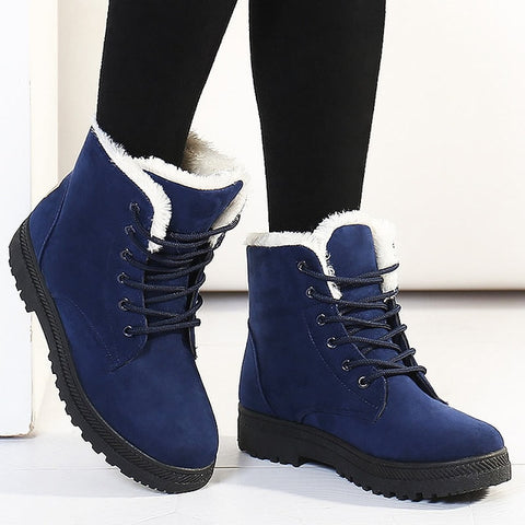 Brand Women Boots 2019 New Winter Women Ankle Boots Warm Flock Fur Snow Boots Women Shoes Women&#39;s Winter Boots Plus Size 43