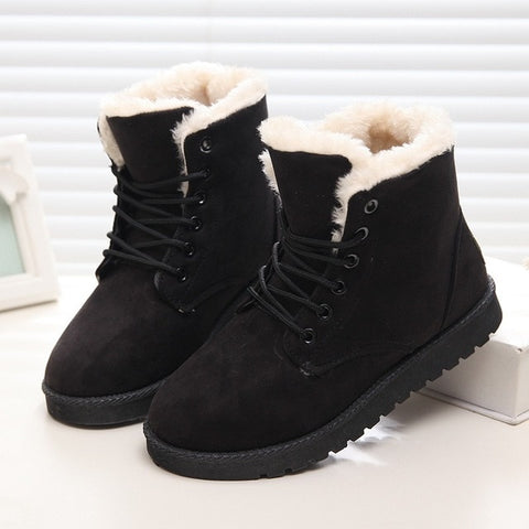 Brand Women Boots 2019 New Winter Women Ankle Boots Warm Flock Fur Snow Boots Women Shoes Women&#39;s Winter Boots Plus Size 43