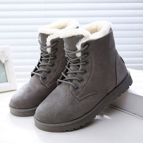 Brand Women Boots 2019 New Winter Women Ankle Boots Warm Flock Fur Snow Boots Women Shoes Women&#39;s Winter Boots Plus Size 43