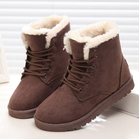 Brand Women Boots 2019 New Winter Women Ankle Boots Warm Flock Fur Snow Boots Women Shoes Women&#39;s Winter Boots Plus Size 43