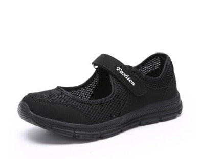 CHAISHOU New Spring Summer Air Mesh Plus Size Casual Shoes For Women Flat Soft Bottom Sneakers Breathable Mesh Shoes F-193