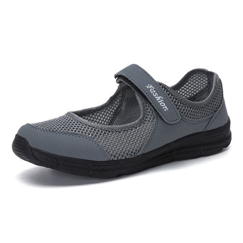 CHAISHOU New Spring Summer Air Mesh Plus Size Casual Shoes For Women Flat Soft Bottom Sneakers Breathable Mesh Shoes F-193