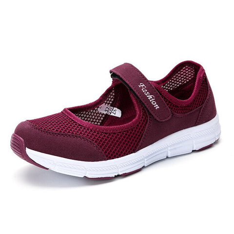 CHAISHOU New Spring Summer Air Mesh Plus Size Casual Shoes For Women Flat Soft Bottom Sneakers Breathable Mesh Shoes F-193