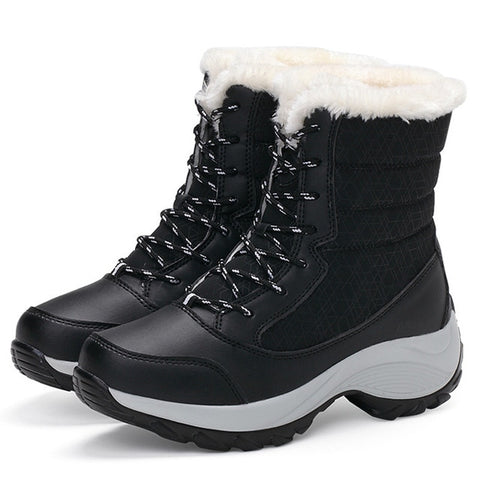 2019 Women Snow boots Waterproof Non-slip Parent-Child Winter Boots Thick Fur Platform Waterproof and Warm Shoes Plus Size 31-42