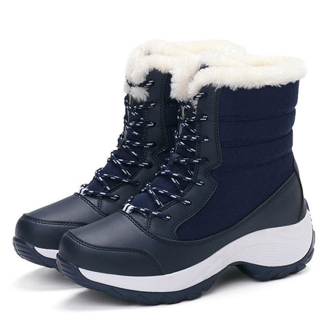 2019 Women Snow boots Waterproof Non-slip Parent-Child Winter Boots Thick Fur Platform Waterproof and Warm Shoes Plus Size 31-42