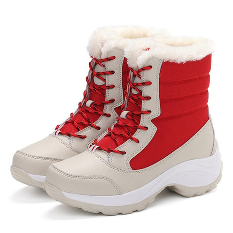 2019 Women Snow boots Waterproof Non-slip Parent-Child Winter Boots Thick Fur Platform Waterproof and Warm Shoes Plus Size 31-42