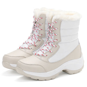 2019 Women Snow boots Waterproof Non-slip Parent-Child Winter Boots Thick Fur Platform Waterproof and Warm Shoes Plus Size 31-42