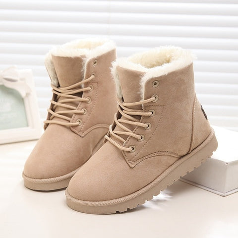 Brand Women Boots 2019 New Winter Women Ankle Boots Warm Flock Fur Snow Boots Women Shoes Women&#39;s Winter Boots Plus Size 43