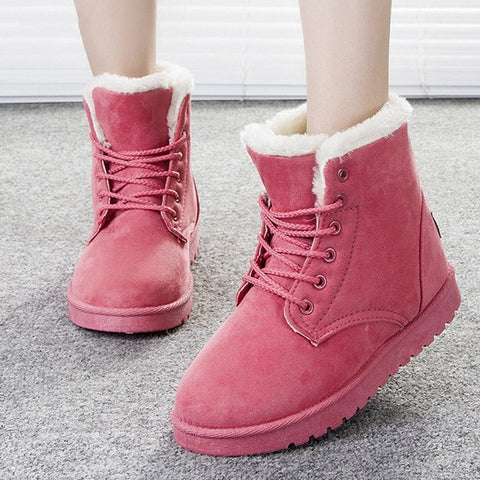 Brand Women Boots 2019 New Winter Women Ankle Boots Warm Flock Fur Snow Boots Women Shoes Women&#39;s Winter Boots Plus Size 43